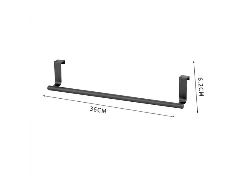  Crochets pour serviettes de cuisine, 2 pièces, support de rangement suspendu sans perçage, taille grande (36x6,2 cm), noir  - Conforama B