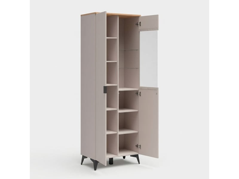 Vitrine haute de salon avec porte pleine et porte vitrée velton  - Conforama E