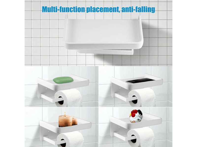  (blanc)porte-rouleau de papier toilette mural en aluminium pour salle de bain et cuisine  - Conforama D