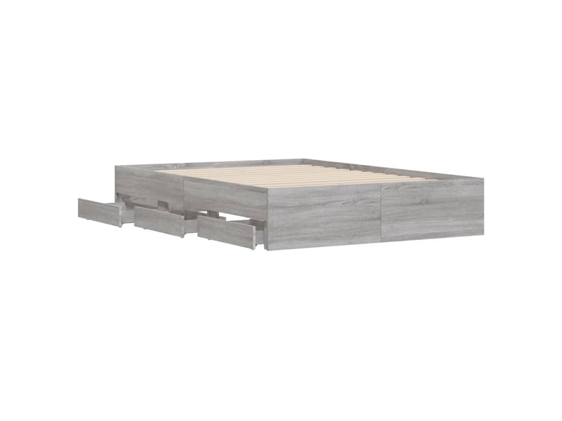  Lit double- lit adulte -  cadre de lit avec tiroirs sans matelas sonoma gris 120x190 cm  - Conforama D