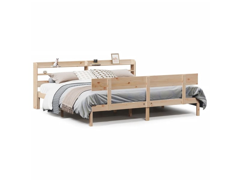  Lit double- lit adulte -  cadre de lit sans matelas 200x200 cm bois massif de pin  - Conforama A