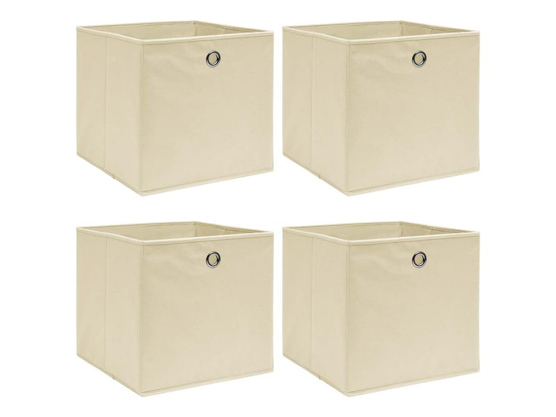  Boîtes de rangement 4 pcs crème 32x32x32 cm tissu  - Conforama B