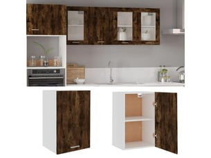 Meuble de rangement cuisine, armoire suspendue chêne fumé 39,5x31x60cm bois d'ingénierie