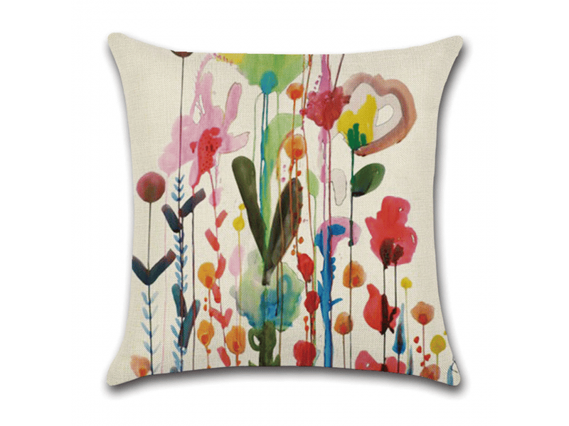  Lot de 4 housse de coussin - 45 x 45 cm, lot de 4 housses de coussin en lin, décorations fleur oiseau de vie pour canapé, jardin extérieur, lit, canapé, voiture, blanc  - Conforama C
