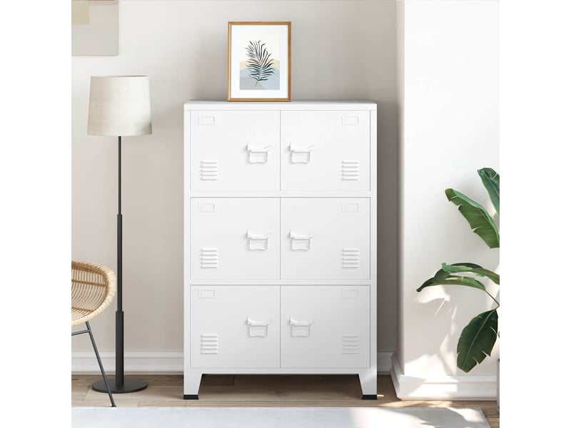  Coffre de rangement, boîte de rangement de rangement industriel blanc 75x40x115 cm métal  - Conforama C