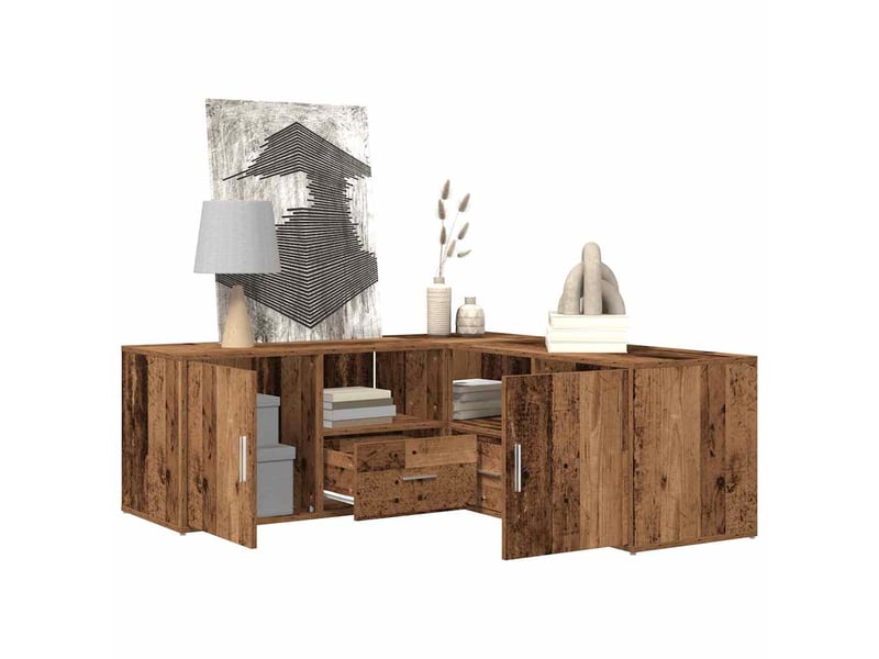  Armoire d'angle, armoire de rangement vieux bois 200x40x45 cm bois d'ingénierie  - Conforama D