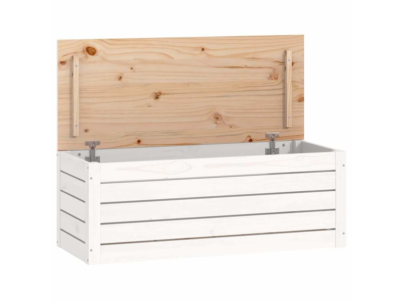 Boîte de rangement, coffre de rangement blanc 89x36,5x33 cm bois massif de pin - Conforama A