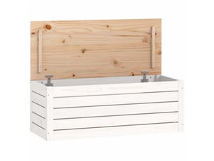 Boîte de rangement, coffre de rangement blanc 89x36,5x33 cm bois massif de pin