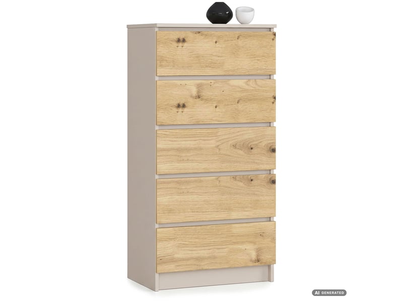 Commode k60 cachemire 60 cm 5 tiroirs couleur chêne artisan mat 60x40x121 cm Commode K60 - Conforama A