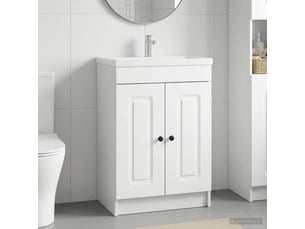 Armoire sous évier de salle de bain, meuble de rangement blanc brillant shl4840