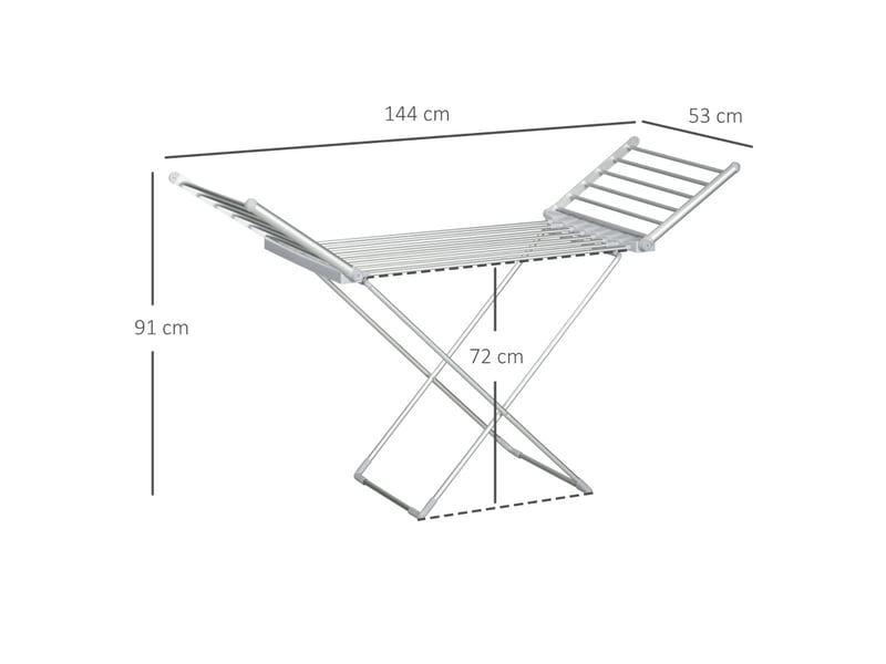  Étendoir à linge chauffant pliable 144x53x91 cm argenté 230 w  - Conforama C