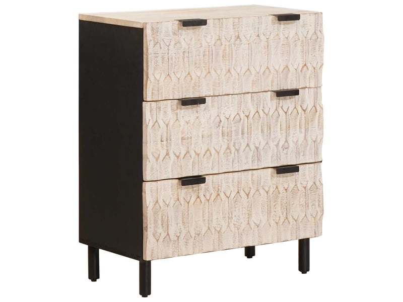 Lot de 2 buffet, meuble de rangement salon 60 x 33 x 75 cm bois de mangue massif - Conforama D