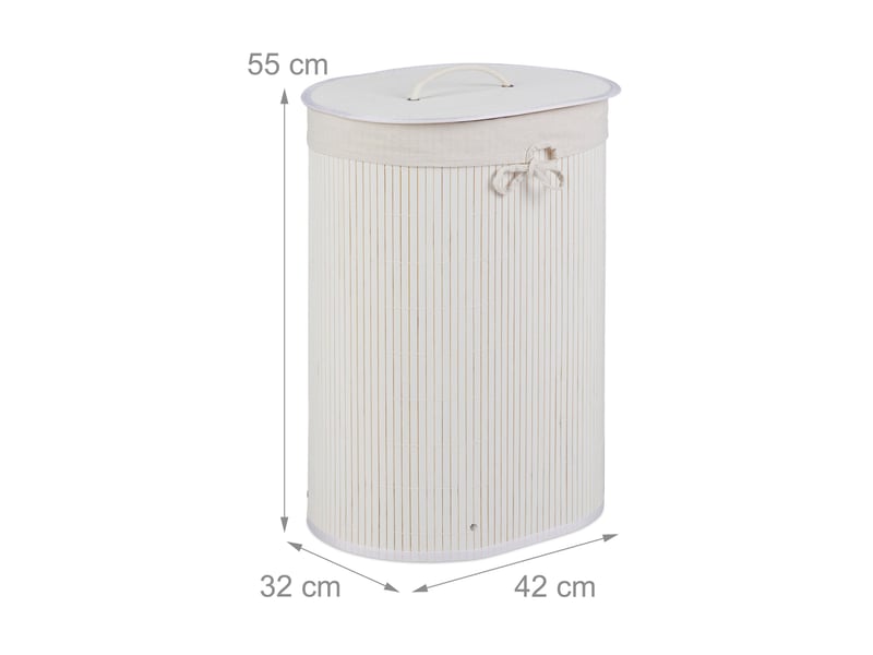  Panier à linge ovale design moderne rangement salle de bain 46 l en bambou naturel 13_0010064  - Conforama B