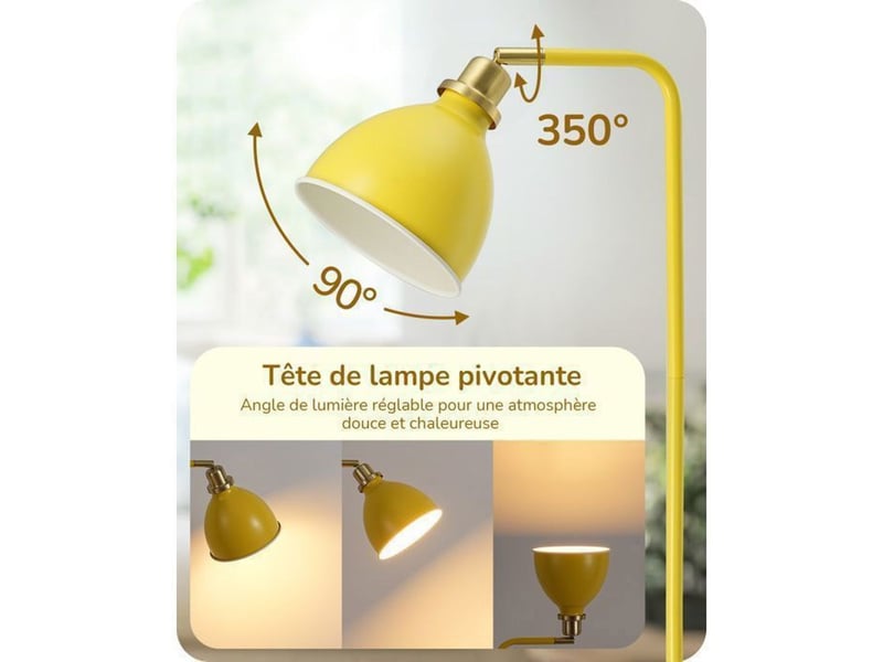 Lampe sur pied industrielle 155 cm tete orientable jaune metal e27 led 2700k 370618_AADDE38324_6_DROPFR - Conforama B