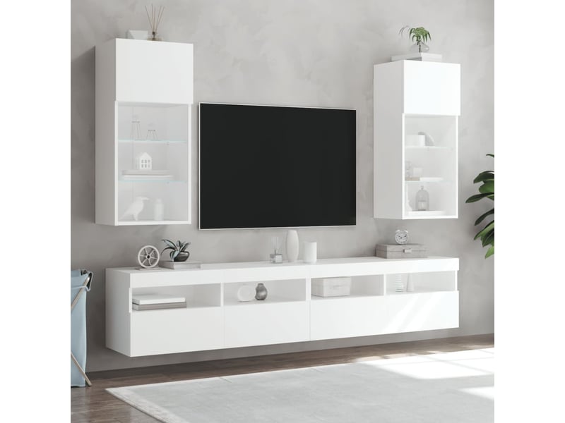  Meuble tv - banc tv - meuble de rangement avec lumières led blanc 40,5x30x90 cm  - Conforama C