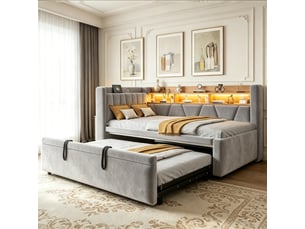 Lit extensible 90x200 cm IKSETERA TRADING LTD coloris gris