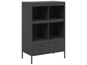 Buffet haut - bahut - meuble de rangement noir 68x39x101,5 cm acier