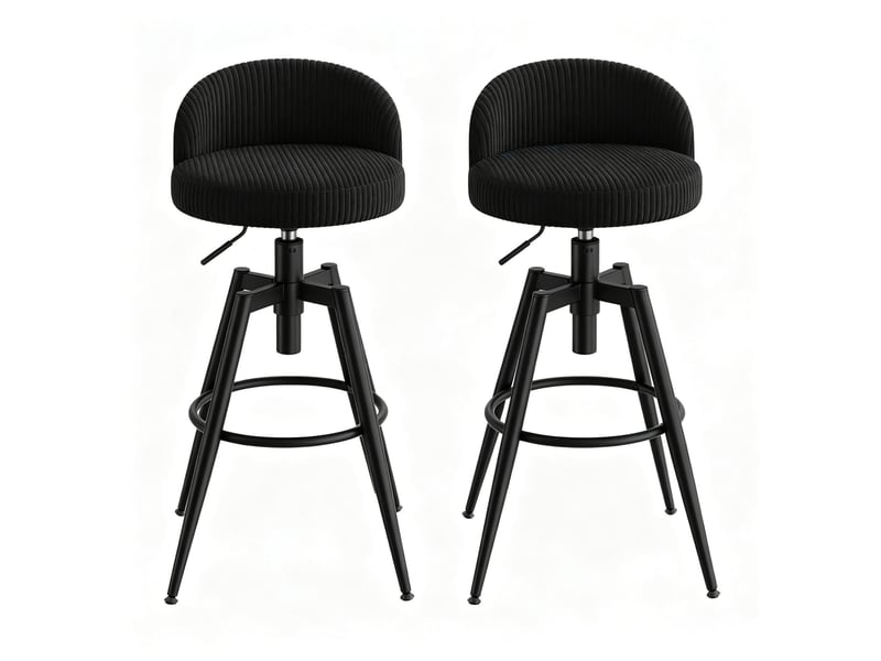  Lot de 2 tabourets de bar pivotants et réglables en velours côtelé noir T5828P581341 - Conforama A