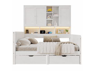 Lit avec rangement 90x200 cm <strong>HAUSS SPOLE</strong> <strong></strong> coloris blanc