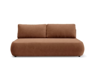 Canapé droit convertible   4 places Tissu rouge avec coffre de rangement