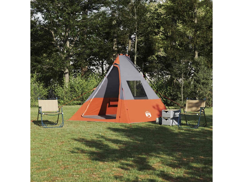  Tente tipi, tente de camping 6 personne imperméable gris et orange taffetas  - Conforama B
