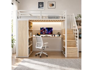 Lit mezzanine 90x200 cm <strong>MEULVA</strong>  <strong></strong> coloris blanc
