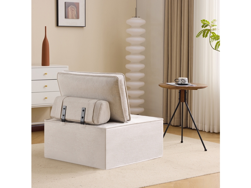  Canapé 1 place moderne 81x81x80 cm compact pour petits espaces gain de place confort ultra-doux lin beige  - Conforama W