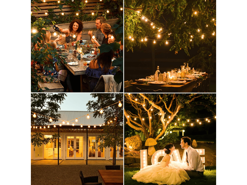  Guirlande lumineuse extérieure de 30 m, lumière de jardin, avec 50+4 ampoules en tungstène g40, guirlande lumineuse de noël, étanche ip44  - Conforama D