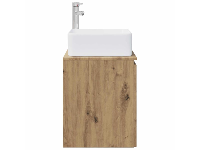 Vanité de lavabo mural, meuble de rangement chêne artisanal 53x35x63 cm - Conforama D