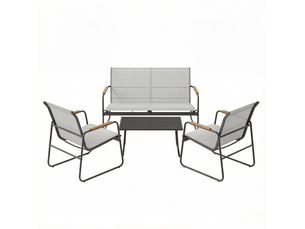 Ensemble de jardin 4 pièces 111,5x76,5x75 cm métal gris