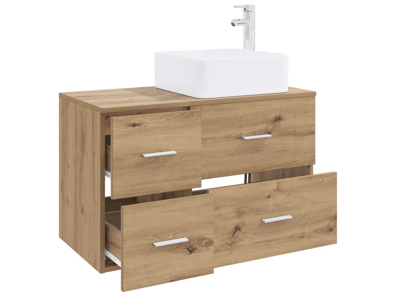 Ensemble de mobilier de salle de bain 2 pcs chêne artisanal shl8625 - Conforama C