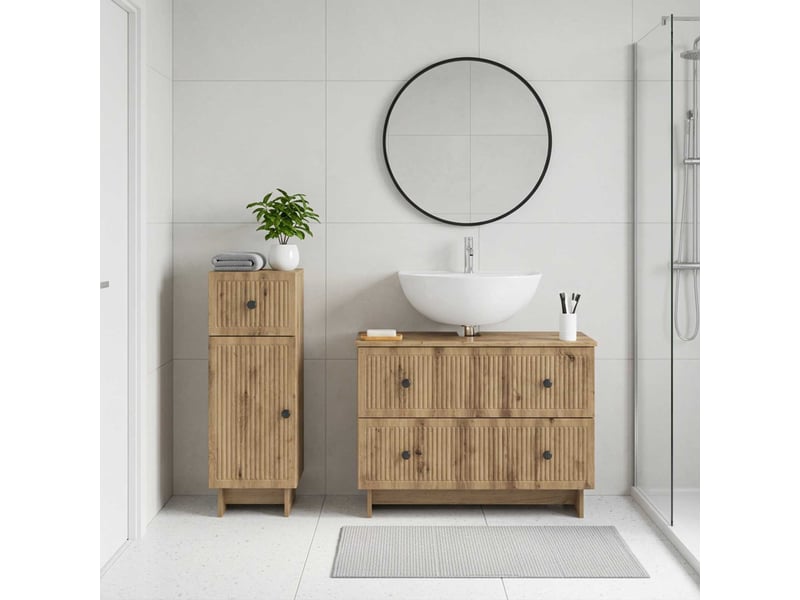  Ensemble de 2 meubles de salle de bain ede chêne artisanal cf63136  - Conforama B