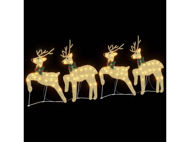 Lot de 4 rennes led, éclairage de noël, décoration de noël doré 45 x 19 x 65 cm tissu cf62087 - Conforama E
