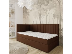 Lit avec rangement 90x200 cm <strong>MASSENO</strong>  <strong></strong> coloris marron