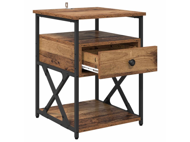  Table de chevet - cabinet de chevet - table de nuit 2 pièces bois ancien 40 x 42 x 55 cm  - Conforama D