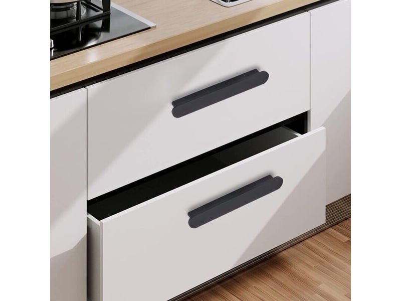  Jeu de poignées noires poignée de meuble de cuisine laiton noir brossé distance centrale 128 mm poignée d'armoire poignée de meuble  - Conforama D