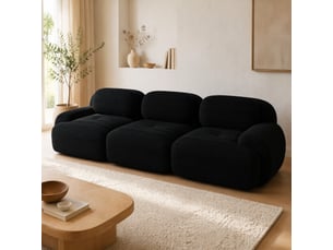 Canapé modulable modenvie 3 places sans cadre en velours côtelé noir 298 x 103 x 70 cm