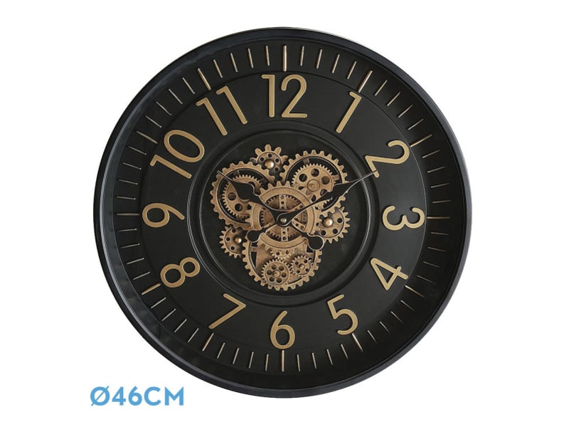  Horloge murale fabrilamp lacio 46 x 46 cm dorénoir engrenages mobiles 215710016 - Conforama A