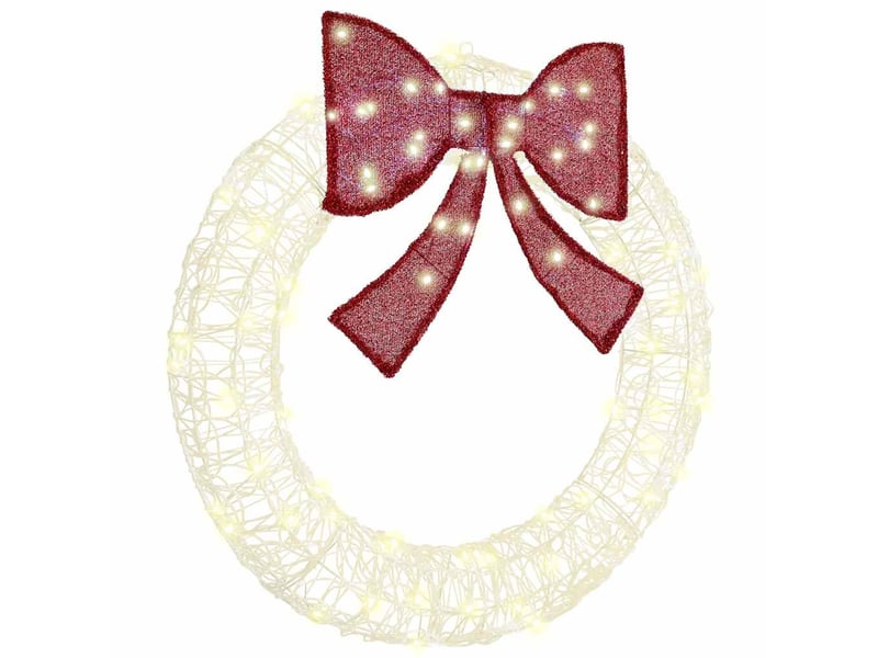  Couronne de noël, décoration de noël 80 led blanc chaud 92 x 92 x 9,5 cm acrylique cf61760  - Conforama A