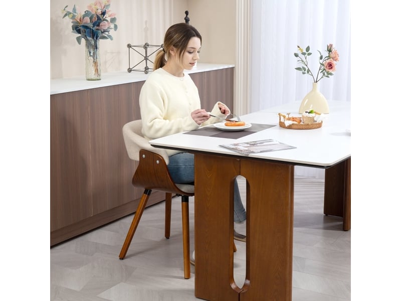  Chaise de salle à manger avec dossier tissu beige evryae  - Conforama D