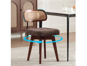 Lot de 2 chaises pivotantes 360° 43x50x77 cm – marron café – dossier en rotin tressé, assise chenille