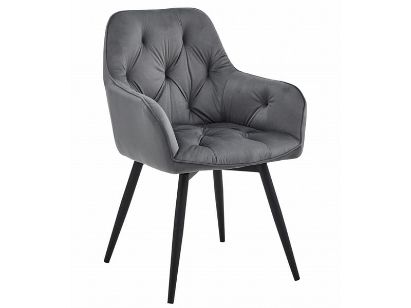 Family chaise - velours gris foncépieds noirs x 1  - Conforama B