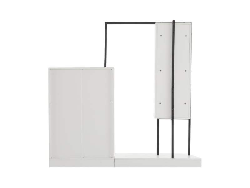  Armoire penderie blanche 140 × 40 × 135 cm avec tiroirs, buffet et tringle à vêtements  - Conforama D