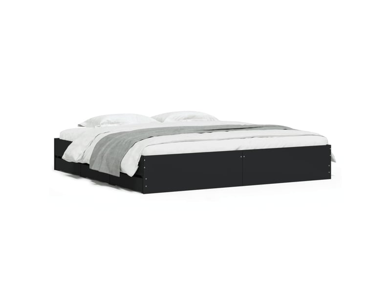  Lit double- lit adulte -  cadre de lit avec tiroirs sans matelas noir 200x200 cm  - Conforama A