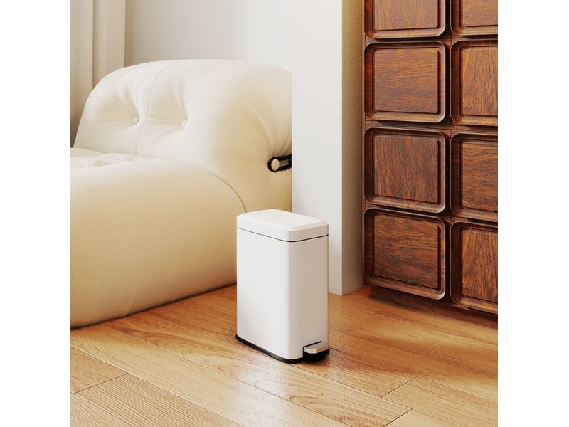  Poubelle salle de bain 5 l 29,2 x 14 x 32 cm à pédale blanche  - Conforama D
