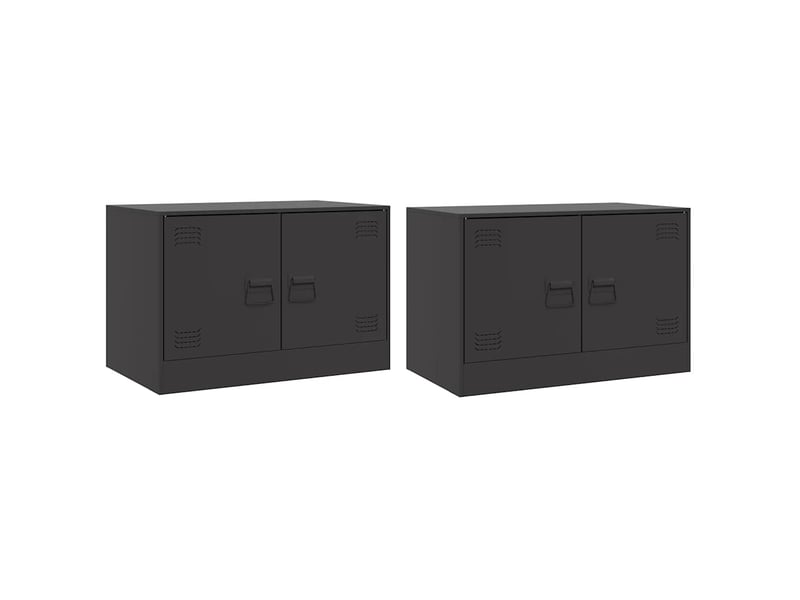  Lot de 2 meuble tv bas salon noir 67x39x44 cm acier shl8994  - Conforama A