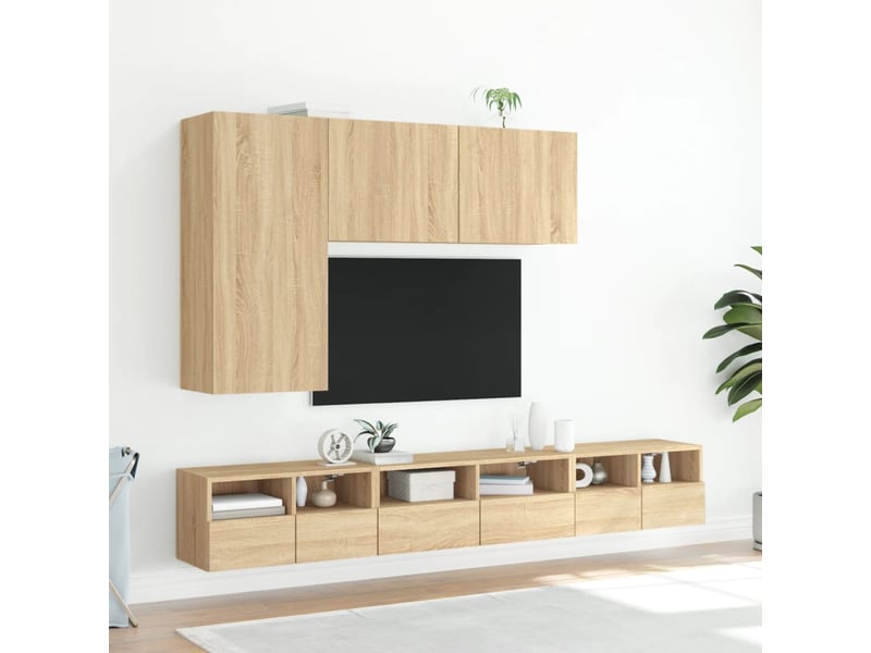  Meubles tv - banc tv - meuble de rangement muraux 2 pcs chêne sonoma 60x30x30cm bois ingénierie  - Conforama D