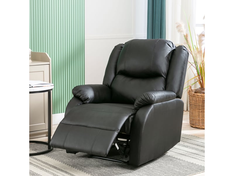  Fauteuil inclinable - fauteuil individuel - fauteuils tv, chaises longues extensibles - poches latérales - en similicuir - noir  - Conforama C