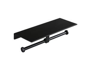 Porte rouleau de papier toilette sans perçage avec etagère de téléphone portable noir