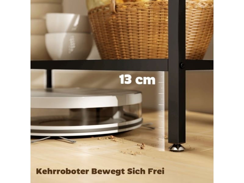  Étagère de cuisine 3 niveaux, cadre en acier, style rustique, marron et noir  - Conforama E